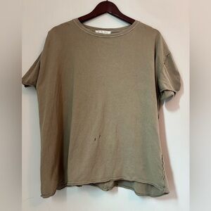 We The Free, Olive Green, Size Small, Distressed Short Sleeve Tee
